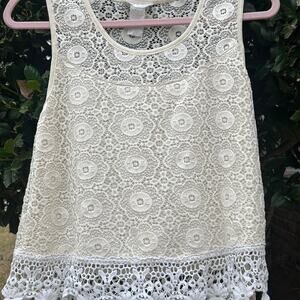 White and cream lace top